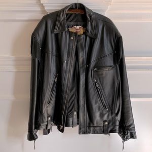 Vintage Harley Davidson Mens Large Leather Jacket with tassels ALMOST new cond.